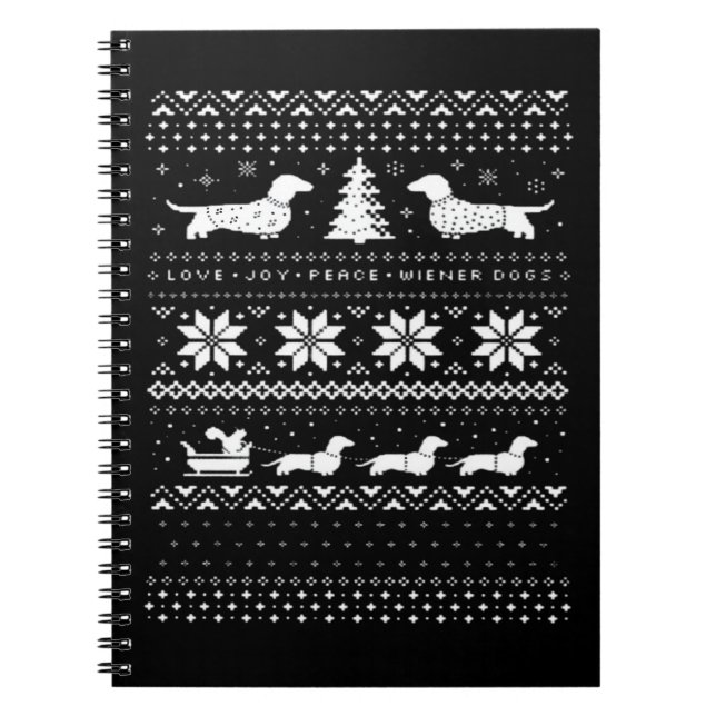Dachshunds Christmas Sweater Pattern Classic T-Shi Notebook (Front)