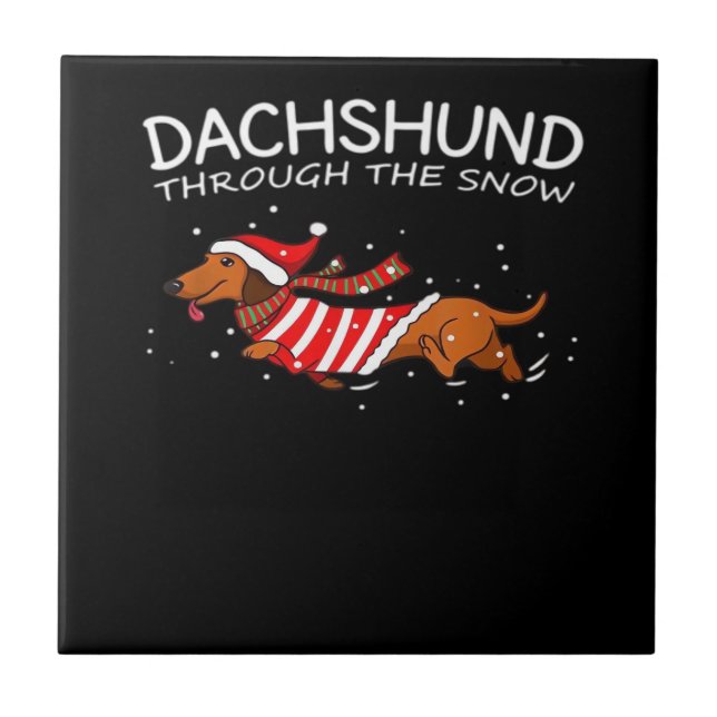 Dachshunds Christmas Sweater Pattern Classic T-Shi Tile (Front)