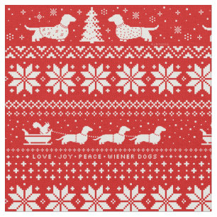 Dachshunds Christmas Sweater Pattern Fabric