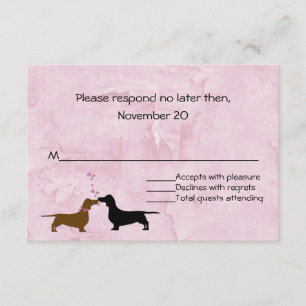 Dachshunds Custom Pink Wedding RSVP