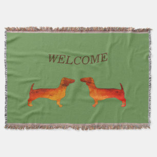 Dachshunds Dogs Welcome Throw Blanket