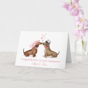 Dachshunds en amour carte fiançailles (fille/garço