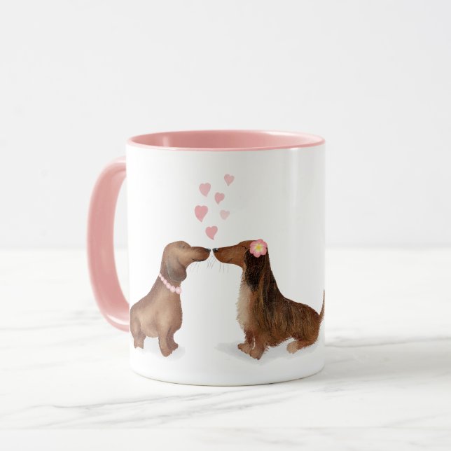 Dachshunds en amour tasse personnalisée (deux fill (Devant gauche)