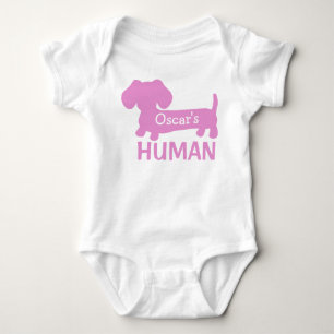 Dachshund's Girl Human Personalized in Pink Baby Bodysuit