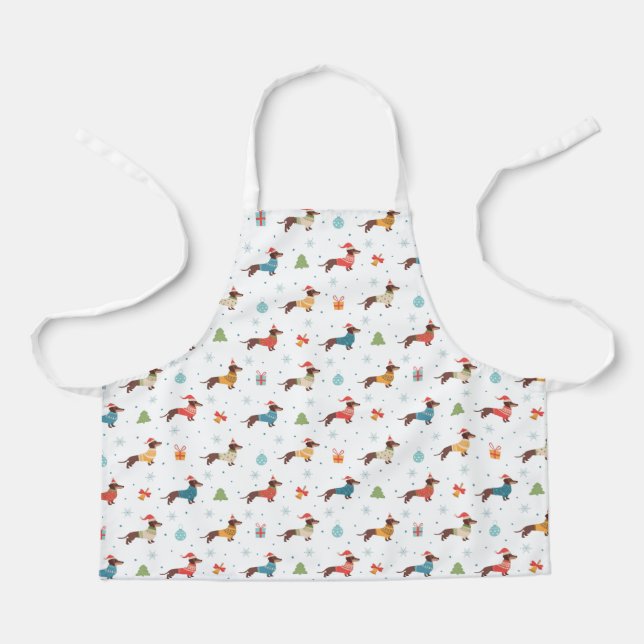 Dachshunds in Christmas Sweaters Pattern Apron (Front)