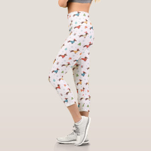 Dachshunds in Christmas Sweaters Pattern Capri Leggings