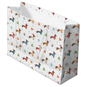 Dachshunds in Christmas Sweaters Pattern Large Gift Bag