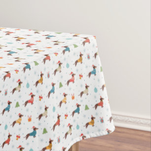 Dachshunds in Christmas Sweaters Pattern Tablecloth