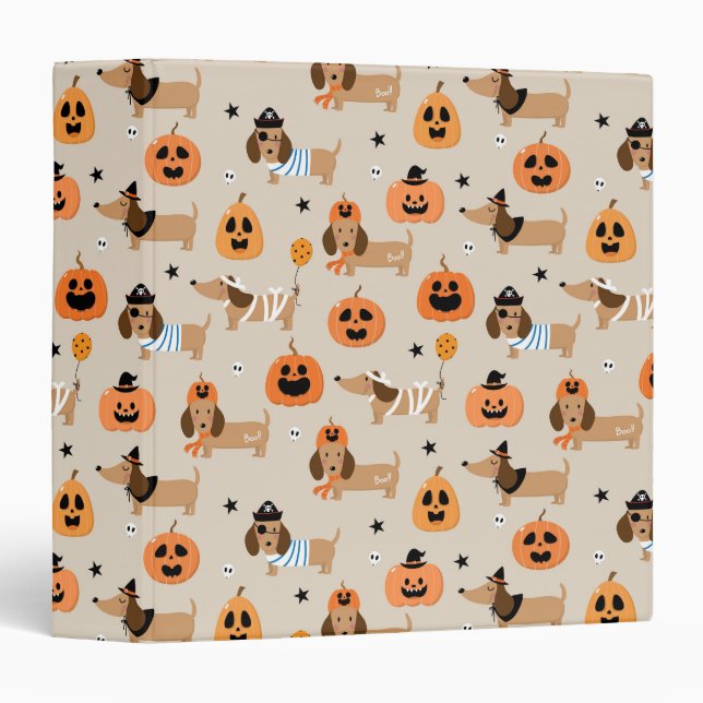 Dachshunds in Halloween Costumes Pattern Binder (Front/Spine)