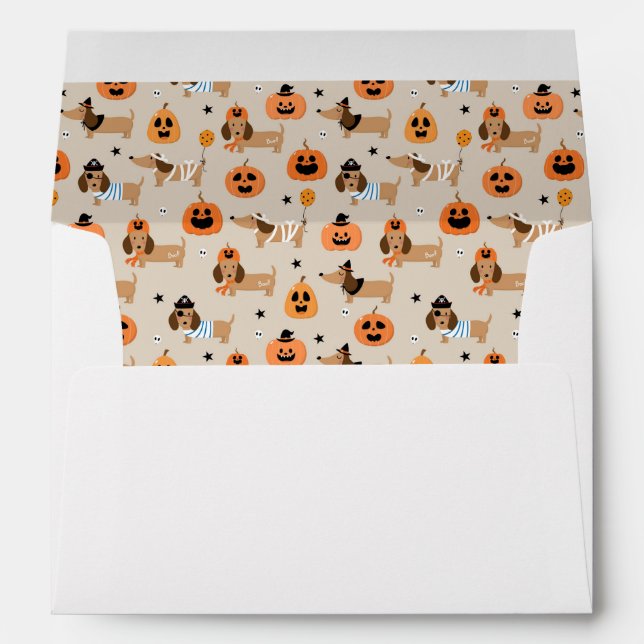 Dachshunds in Halloween Costumes Pattern Envelope (Back (Bottom))