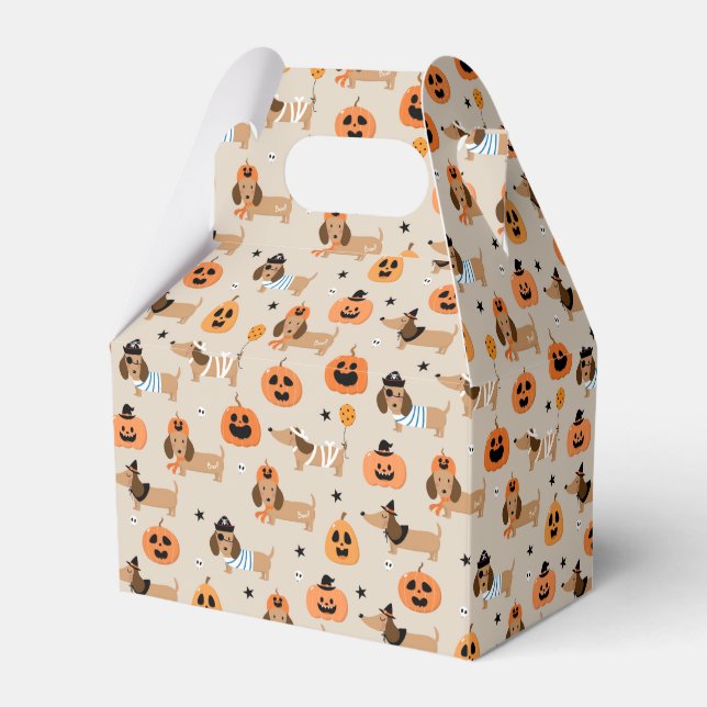 Dachshunds in Halloween Costumes Pattern Favor Box (Front Side)