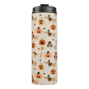 Dachshunds in Halloween Costumes Pattern Thermal Tumbler