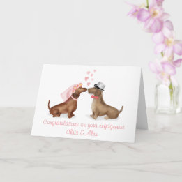 Dachshunds in love engagement card (girl/boy)
