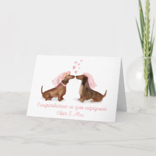 Dachshunds in love engagement card (girl/girl)