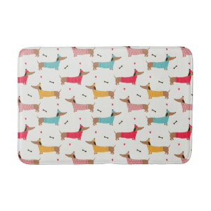 Dachshunds in Sweaters Holiday Pattern Bath Mat