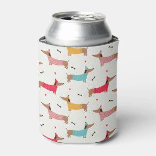 Dachshunds in Sweaters Holiday Pattern Can Cooler