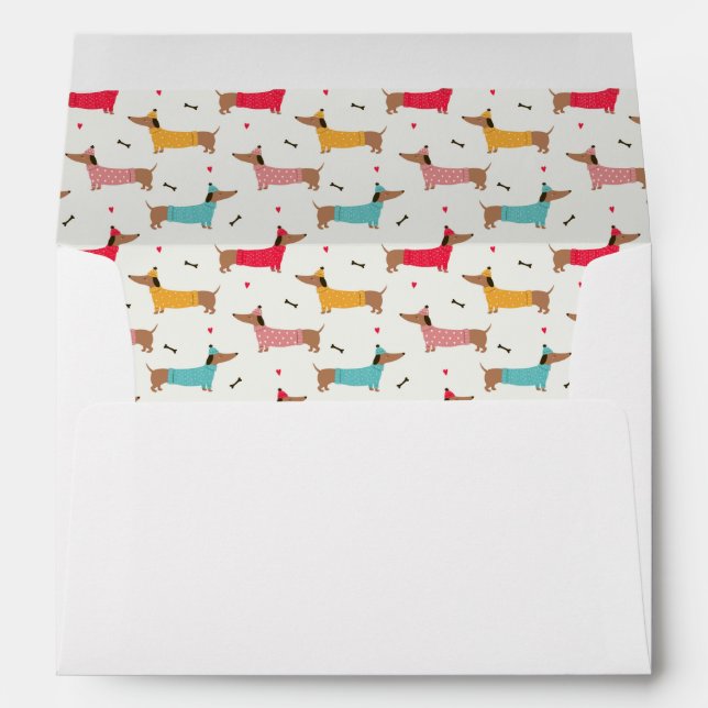 Dachshunds in Sweaters Holiday Pattern Envelope (Back (Bottom))