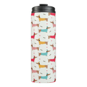 Dachshunds in Sweaters Holiday Pattern Thermal Tumbler