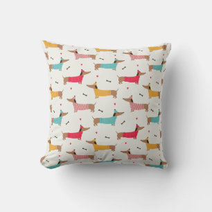 Dachshunds in Sweaters Holiday Pattern Throw Pillow