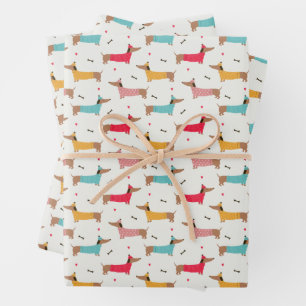 Dachshunds in Sweaters Holiday Pattern Wrapping Paper Sheet