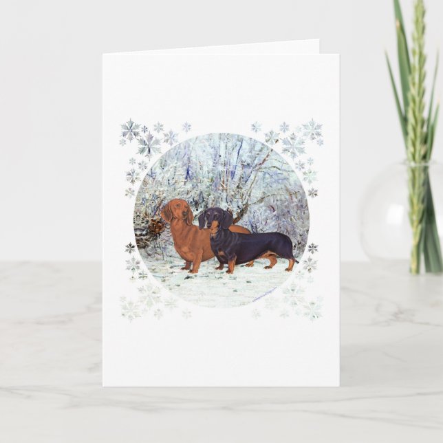 Dachshunds in the Snow Holiday Card (Front)