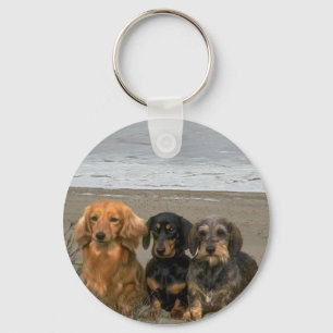 Dachshunds Keychain On The Beach