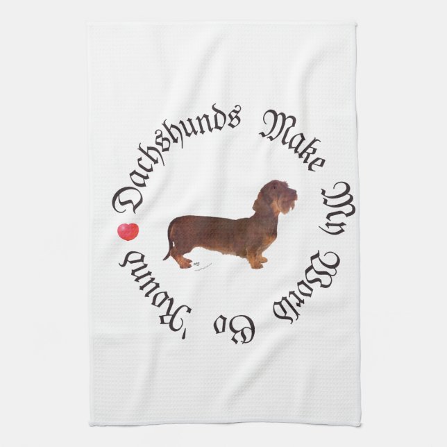 Dachshunds Make My World Kitchen Towel (Vertical)