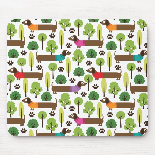 Dachshunds On A Walk In The Park Mouse Pad (Front)