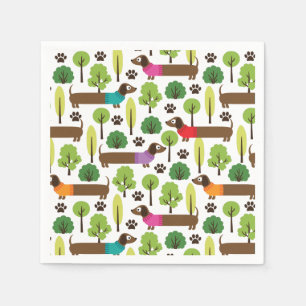 Dachshunds On A Walk In The Park Napkin