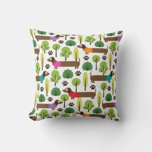 Dachshunds On A Walk In The Park Throw Pillow