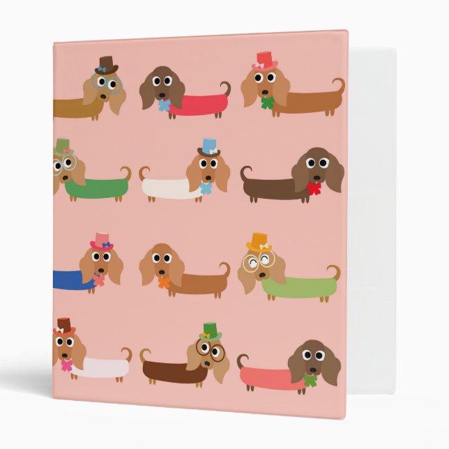 Dachshunds on Pink Binder (Front/Inside)