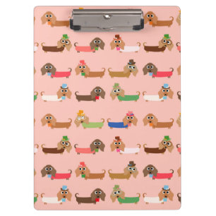 Dachshunds on Pink Clipboard