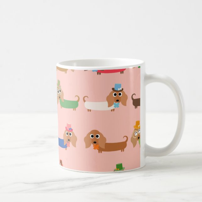 Dachshunds on Pink Coffee Mug (Right)