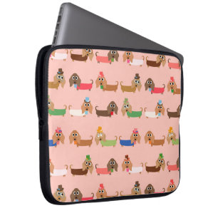 Dachshunds on Pink Laptop Sleeve