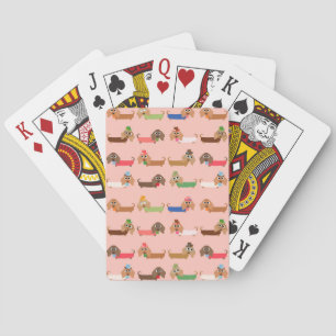 Dachshunds on Pink Playing Cards