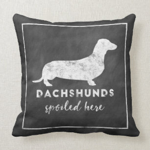 Dachshunds Spoiled Here Vintage Chalkboard Throw Pillow