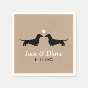 Dachshunds Wedding Couple with Custom Text Napkin