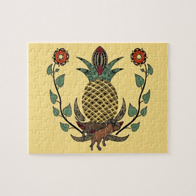 Dachshunds, Welcome Pineapple Jigsaw Puzzle (Horizontal)