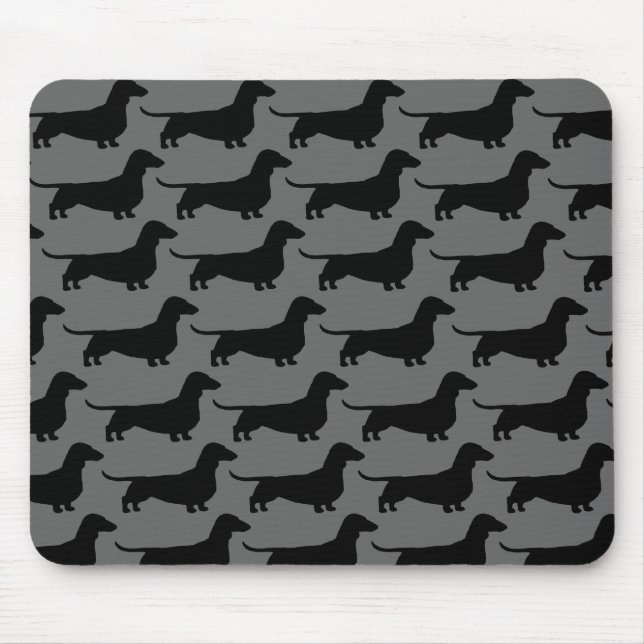 Dachshunds Wiener Dog Silhouettes Grey and Black Mouse Pad (Front)