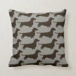 Dachshunds Wiener Dogs Pattern Fun Doxie Lover's Throw Pillow<br><div class="desc">Update your space with this fun wiener dogs pattern decorative throw pillow. Available in assorted colour choices, this pillow adds a cute decorative accent to your couch or bed. Makes a thoughtful gift for someone who loves shorthaired Dachshunds. Visit Jenn’s Doodle World for even more Dachsie home decor and original...</div>