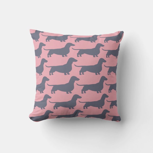 Dachshunds Wiener Dogs Pattern Fun Doxie Lover's Throw Pillow (Front)