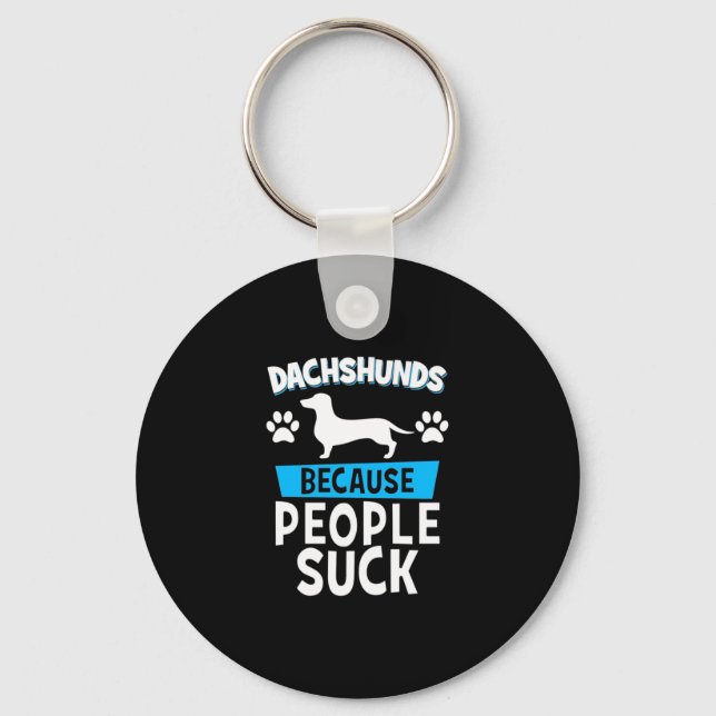 Dachshunds With My Friends Keychain (Front)