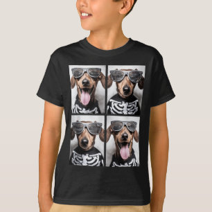 Dachshunds With Sungles Skeleton Costume Halloween T-Shirt