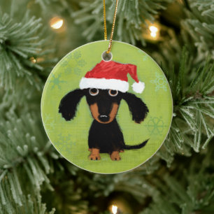 Dachsie Clause Ceramic Ornament