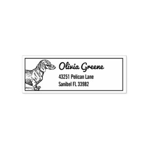 Dachsund dog return address self-inking stamp