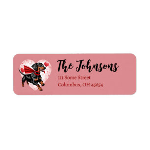Dachsund with Hearts Return Address Envelopes