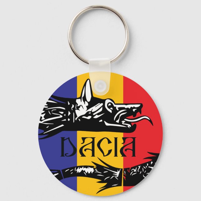 Dacian Wolf - tricolor flag  Keychain (Front)