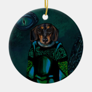 Dacshund ceramic ornament