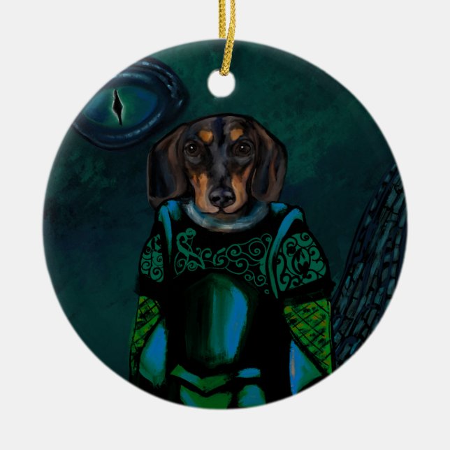 Dacshund         ceramic ornament (Front)