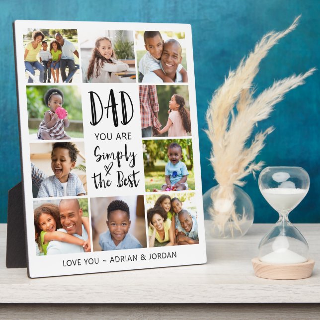 Dad 10 Photo Collage Simply The Best Personalized Plaque (Side)